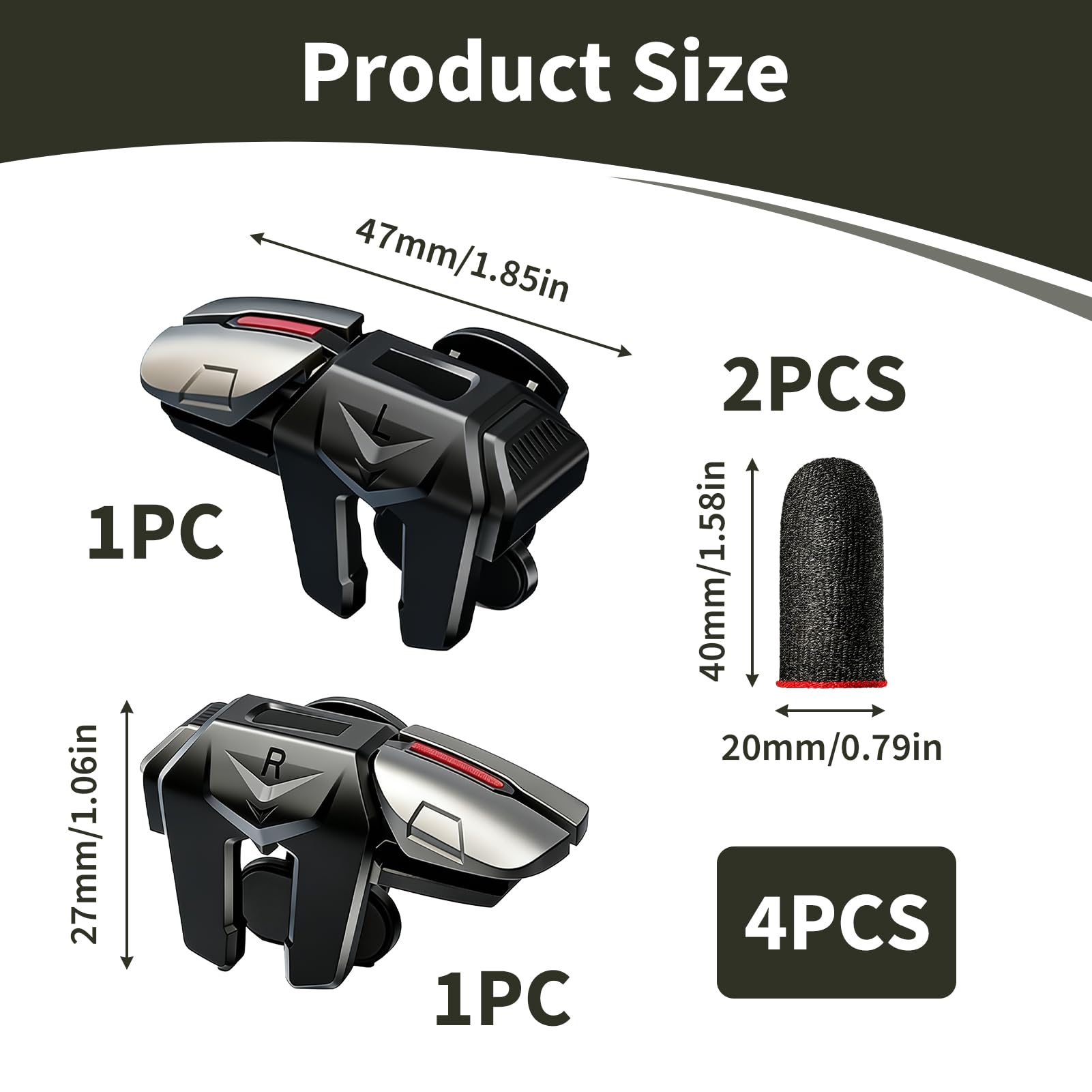 Mobile Trigger Controller 4 Trigger L1R1 L2R2, Trigger Telefono Cellulare Controller a 6 dita ad alta sensibilità senza Bluetooth, Trigger FPS per Smartphone Android e iOS, Gaming Clip