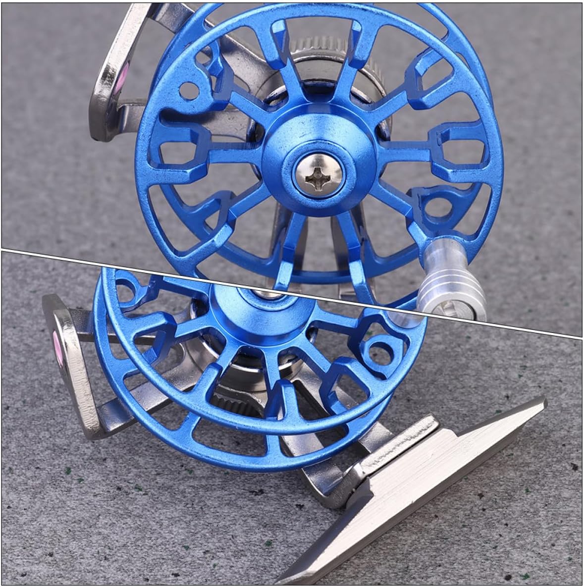 POPETPOP Aluminum Alloy Fly Fishing Reel Metal Fishing Wheel with Drag System Right-Handed Blue for Fly Rod Anglers