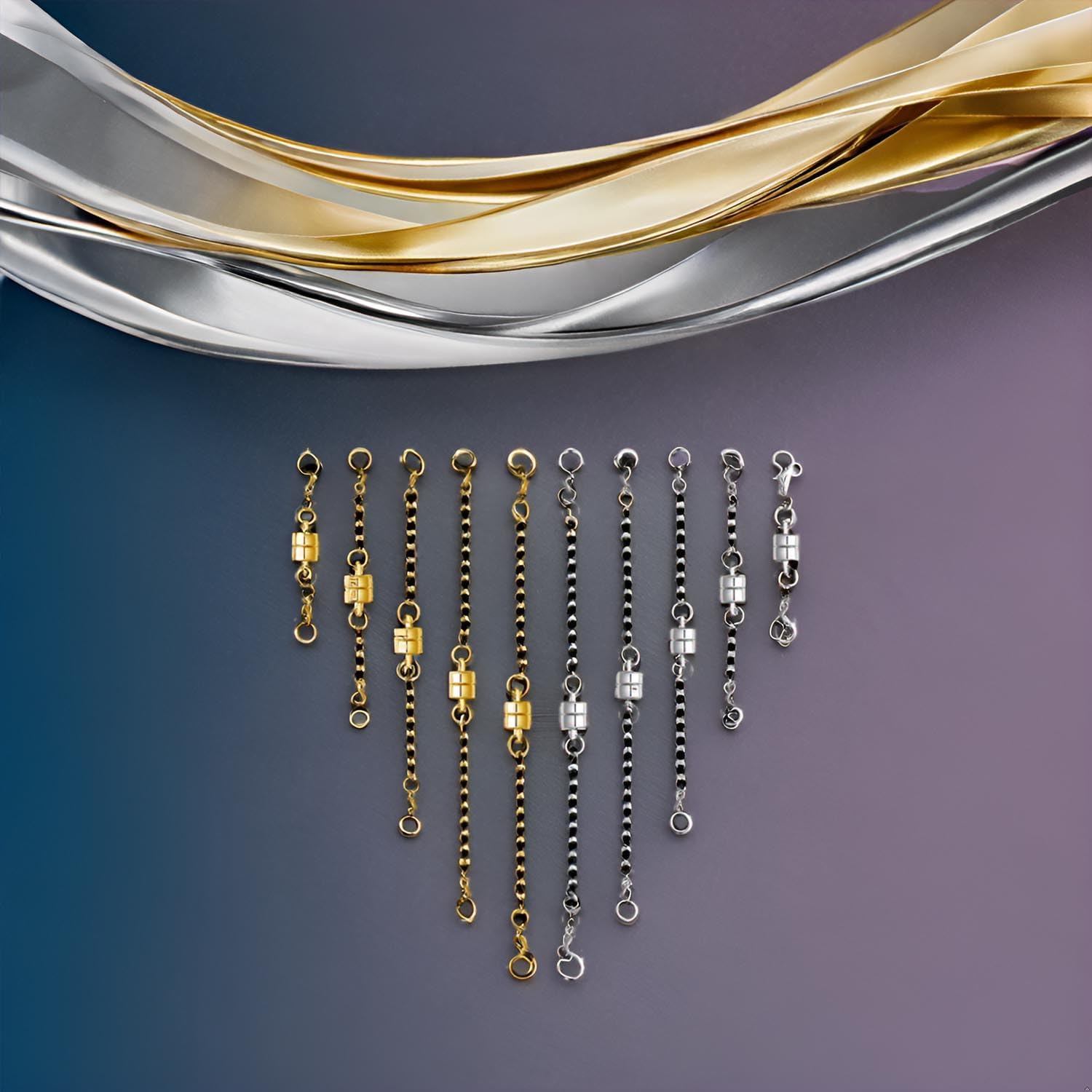 Magnetic Necklace Clasps and Closures with Extenders, Gold and Silver, Set of 8/10 (5gold+5silver) - Image 4