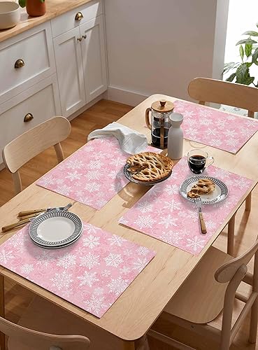 Vista 670 de Juego de 6 manteles individuales rojos para el día de San Valentín, diseño de corazón de San Valentín, resistentes al calor, lavables, manteles