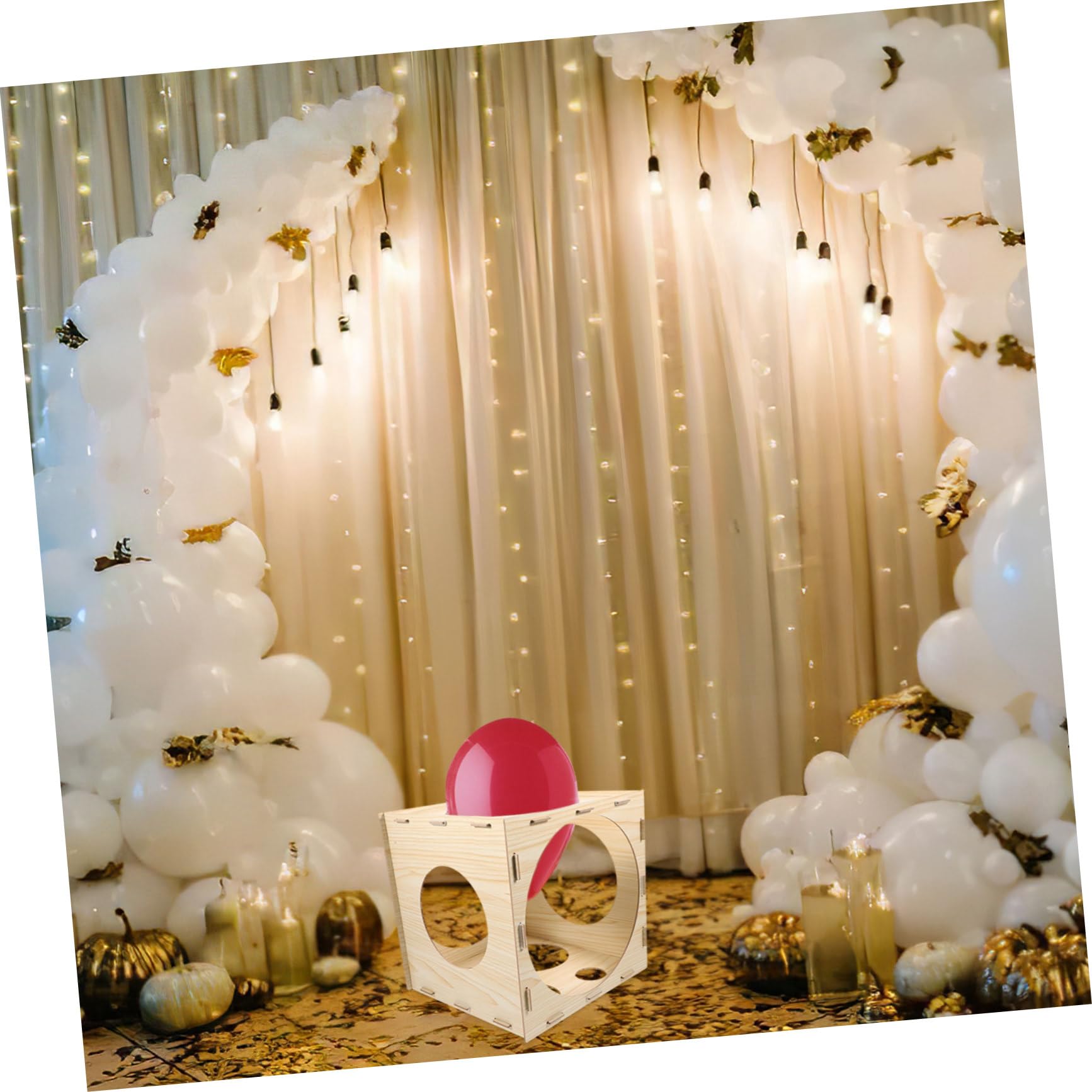 Cubo y Medidor 9 Beige de Globos de Madera Orificios Marcador