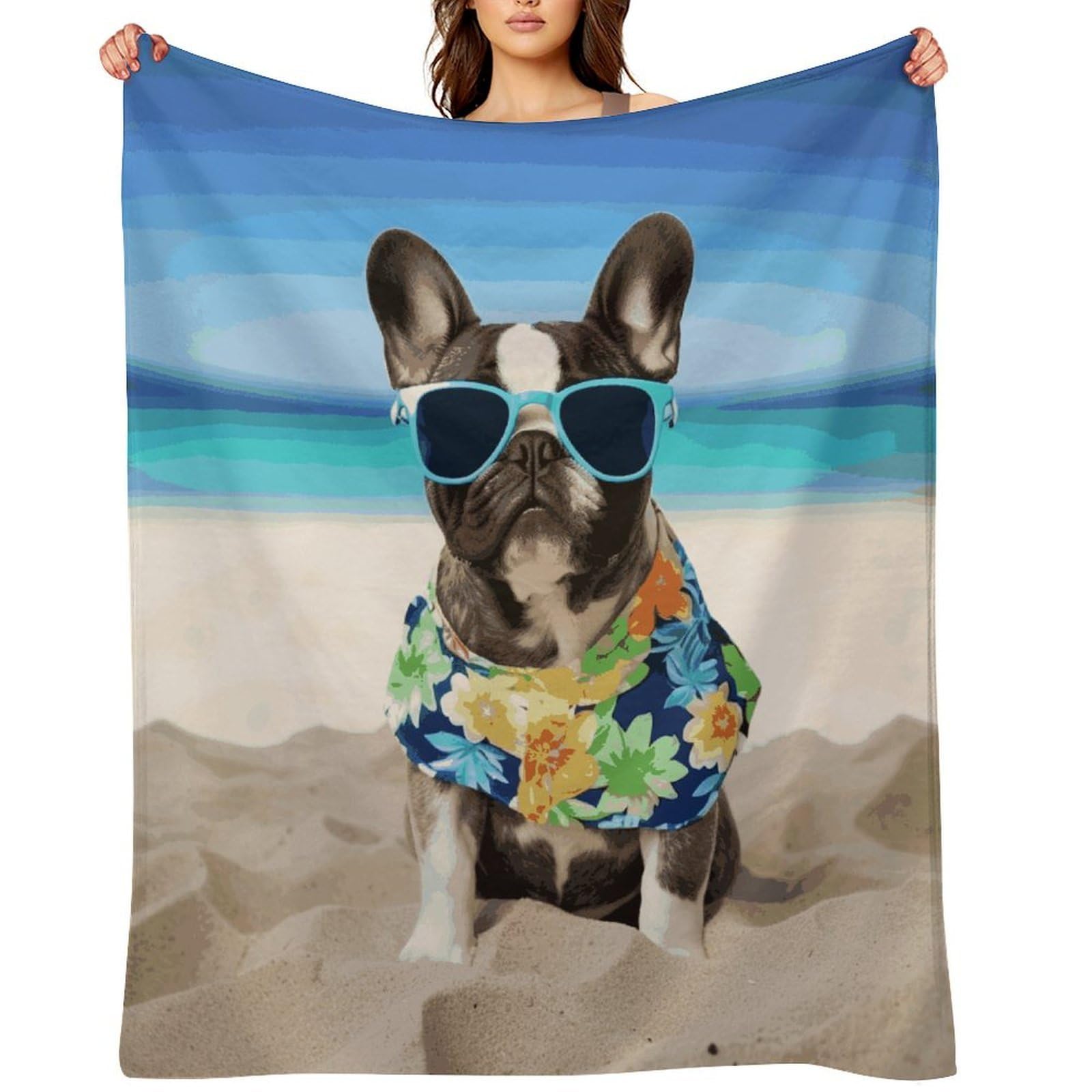 Fekiloot Style French Bulldog Summer Throw Blankets Camping Blanket40 X50