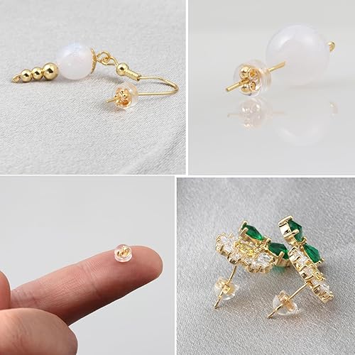 Miniatura 4 de Parte trasera de silicona de oro de 18 quilates, repuesto para aretes, parte trasera de goma para tachuelas, no irrita, hipoalergénica, suave,