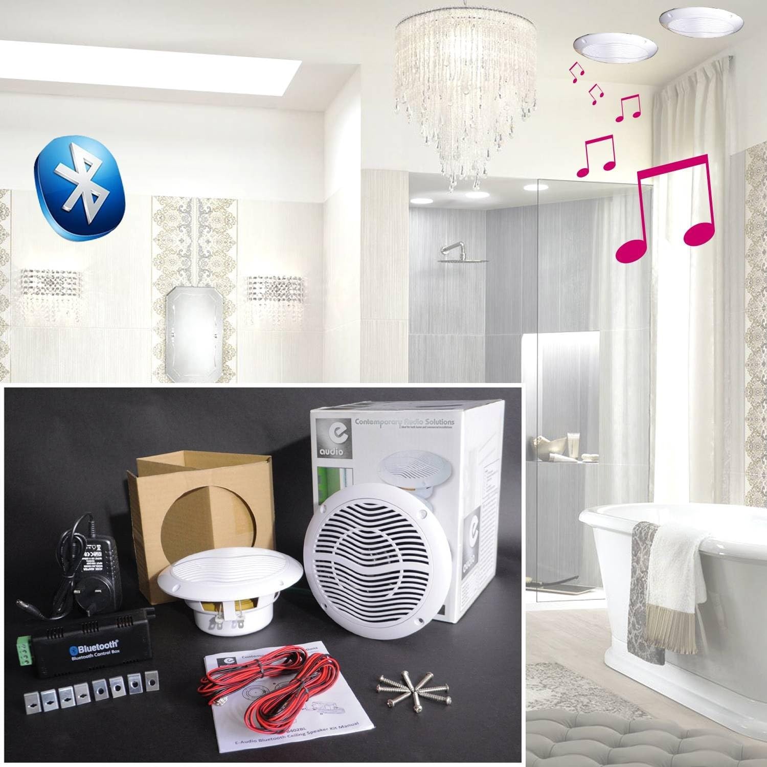 Kit Haut-Parleurs B402BL 2x15W de Plafond avec Bluetooth+Clé USB 32G