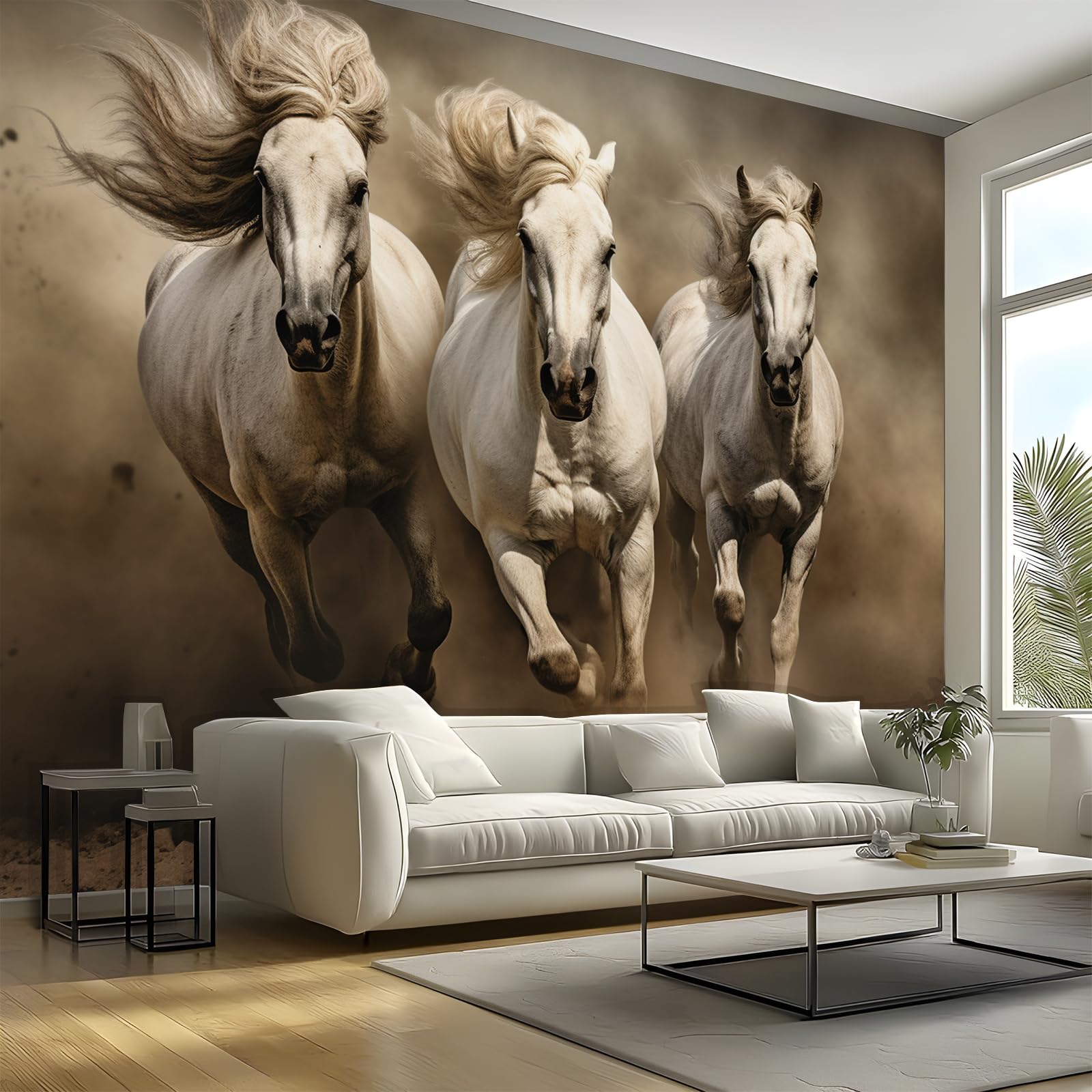 Horse Large Decorative Wall Mural 300 x 256 cm, Animal Self-Adhesive Photo Wallpaper, Bedroom Canvas Waterproof Wallpaper, Living Room Matte Wall Murals — image 1