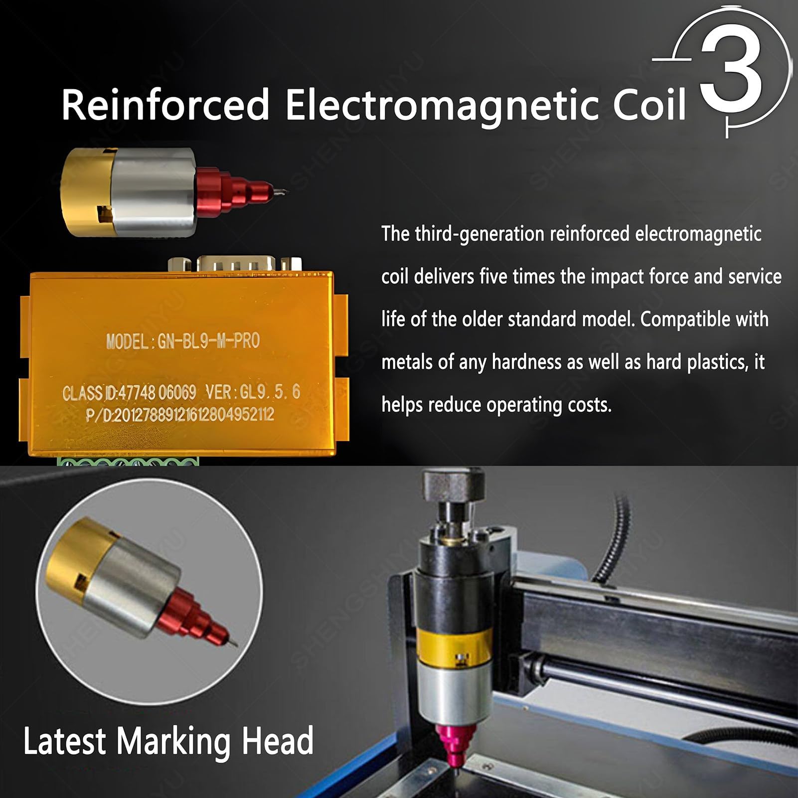 Elektrische Markierungsmaschine, 400 W, 0,05–1 mm Gravurtiefe, Seriennummer und festes Zeichen, breiter Markierungsbereich 300 x 200 mm