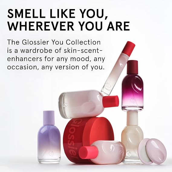Glossier You Mini Wardrobe Fragrance Set - 4 Unisex Travel Size Eau de Parfum for Women & Men - Skin-Scent Enhancer Perfume Sampler, Smells Different on Everyone - You, Fleur, Doux, Reve - 1.5ml Each