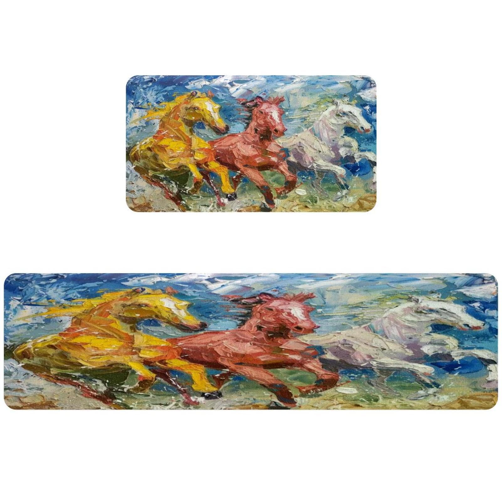 Alfombrillas de cocina decorativas VAPOKF, alfombra de pasillo lavable con diseño artístico de óleo