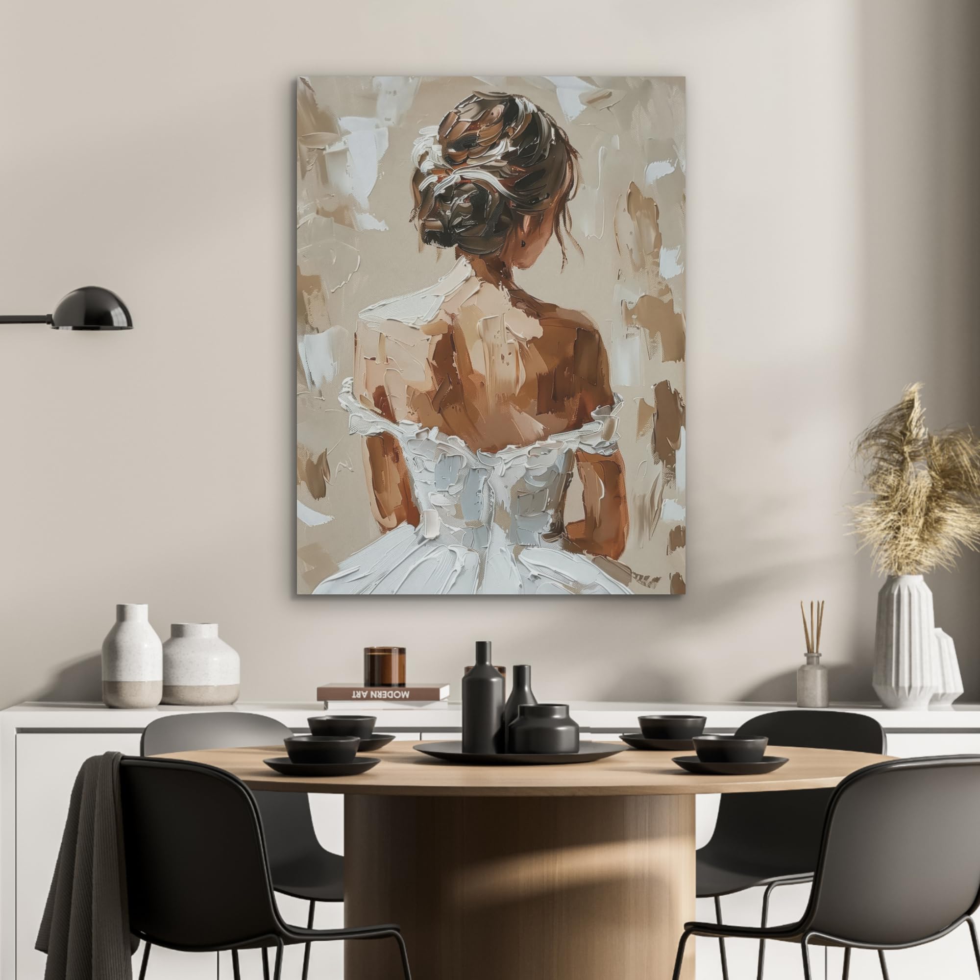 MuchoWow© Creazione Parete 60x80 cm Feltro Moderno Soggiorno Stanza Letto Quadro Cornice Salotto Donna - Vernice - Astratto - Beige - Moderno
