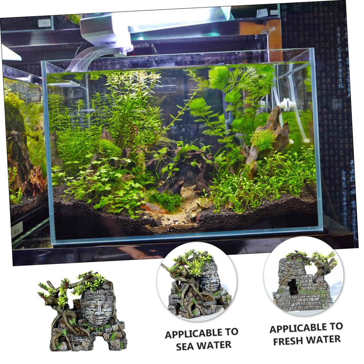 Kisangel Ornement De Décoration pour Aquarium Simulation De Bouddha avec Cachette De Et De Grotte pour Poissons Et Crevettes Accessoire Lifelike pour Réservoirs Eau Douce Et