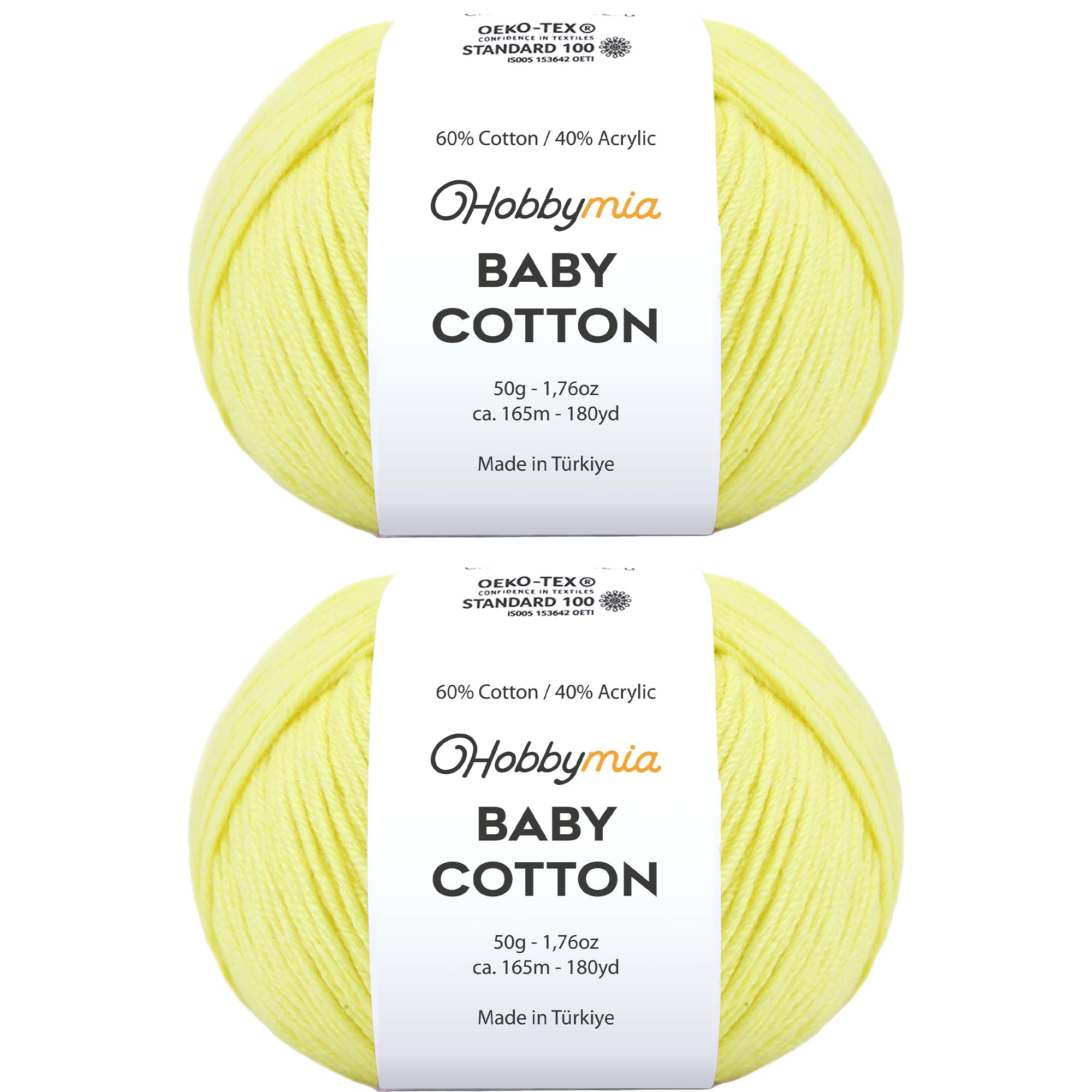 Baby Cotton Blend Yarn – Soft Sport Weight Yarn for Crochet & Amigurumi - 50g/180yds - 60% Cotton 40% Acrylic - Ideal for Baby & Knitting Proj.(Neon Green, 1 Ball) — view 50