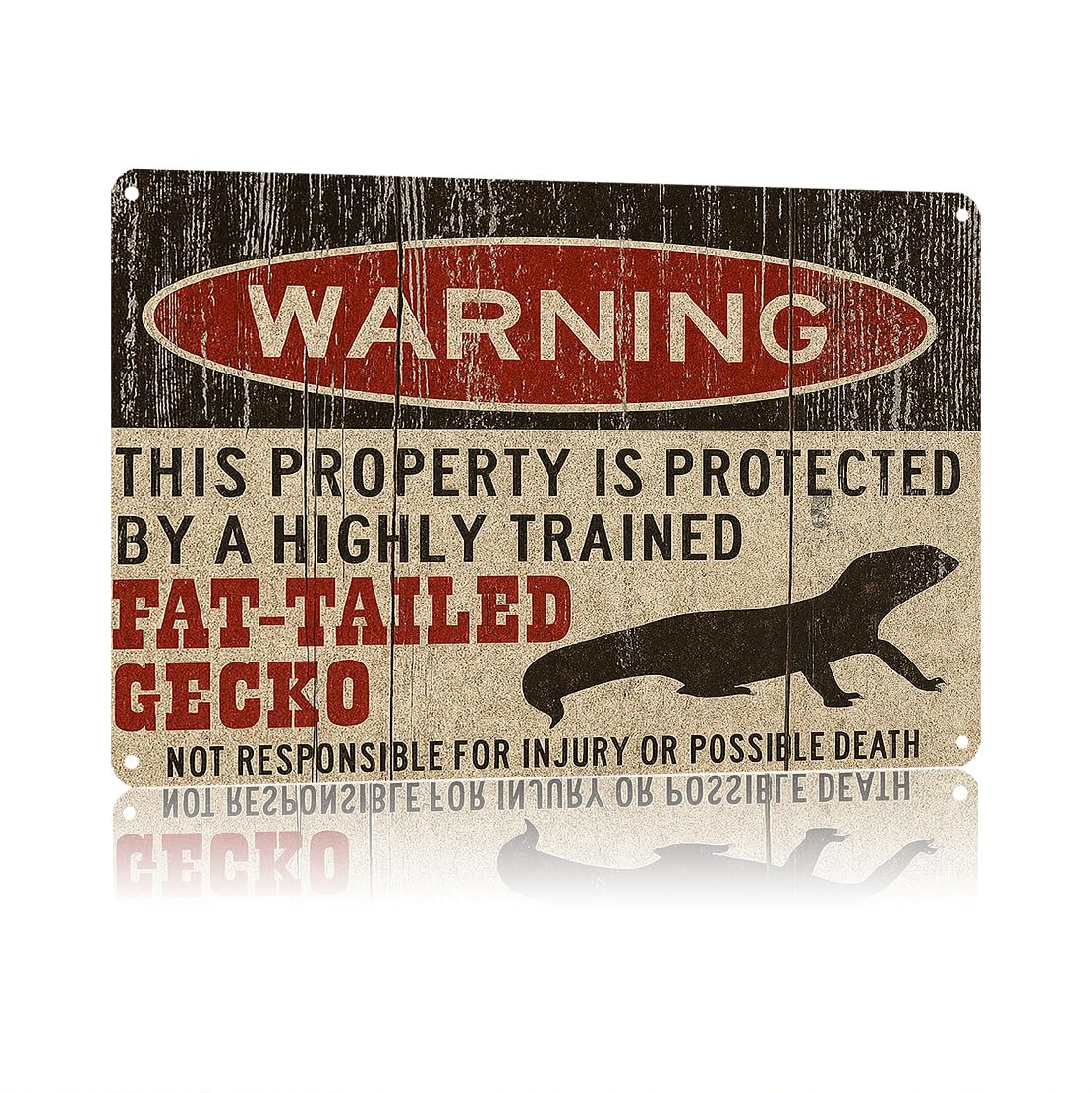 KWQDOZF Funny Metal Signs Posters Fat-Tailed Gecko Sign Wall Art for Yard Outdoor Lawn Garden Home Decor 8X12inch