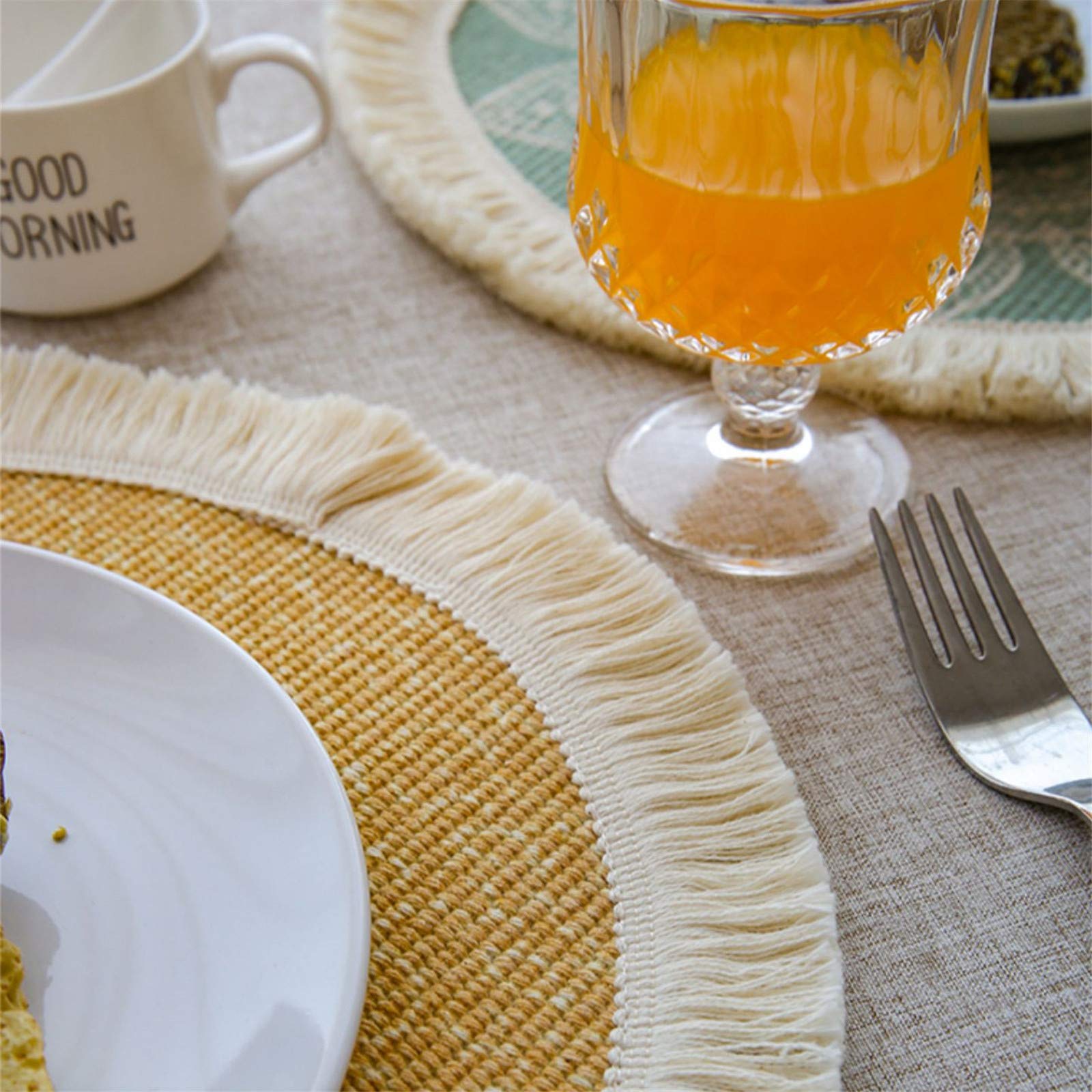Arco Colourful Round Table Mats Round Table Mats for Table 33 cm 4D Designs for Dining Table, Holiday, Kitchen Table, Various Patterns, Multicoloured, Placemats