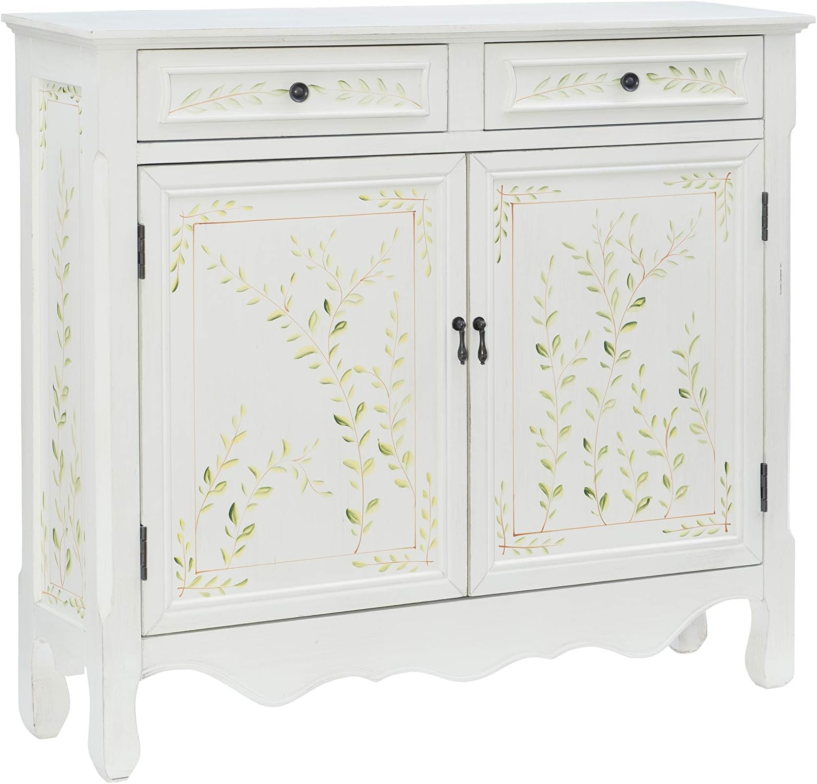 Powell White Hand Painted 2 Drawer, 2-Door Console, 41 inches, White