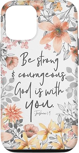Funda para iPhone 13 Pro Pretty Floral Watercolor Art Christian Quote Joshua 19