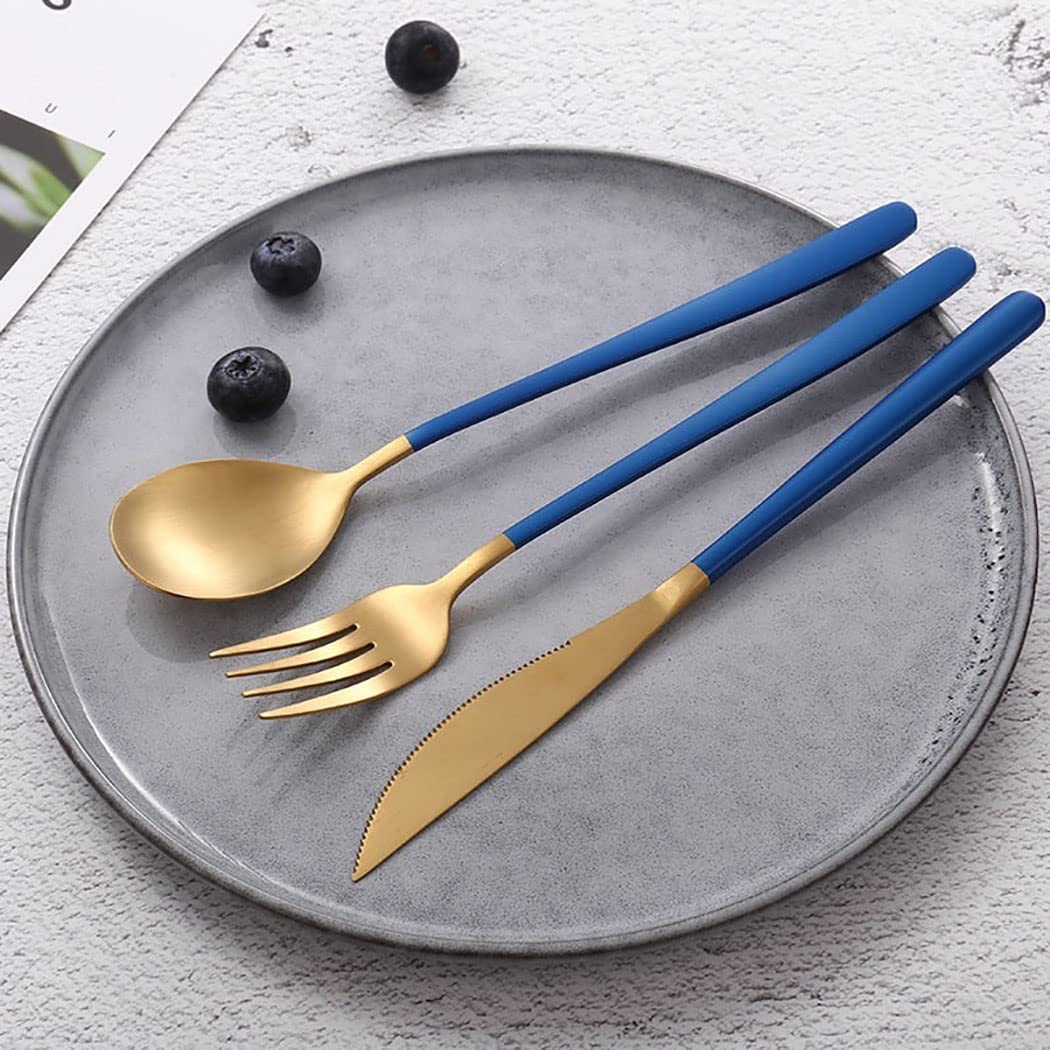 Spatlus Steak Knives Set Dinner Knives Set Table Knives Set Stainless Steel Butter Knife Mirror Polished Dinner Knife Table Knife Food Grade Stainless Steel Butter Knives Silverware (Blue, Set of 5) 2