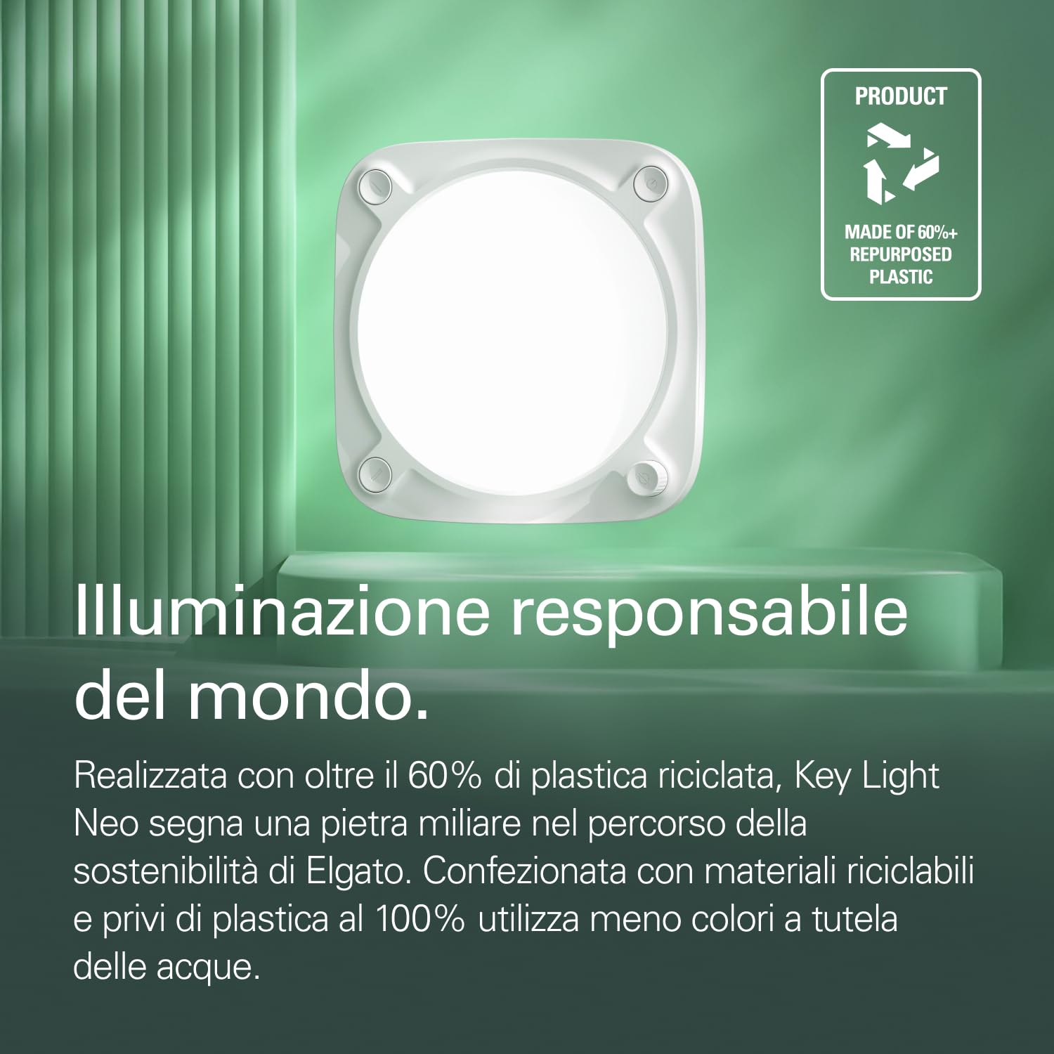 Elgato Key Light Neo (Senza Supporto) - Luce LED per Videochiamate e Streaming - Controllo onboard/Wi-Fi - Compatibile con Laptop, PC, Mac - Alimentazione USB - Supporti non inclusi