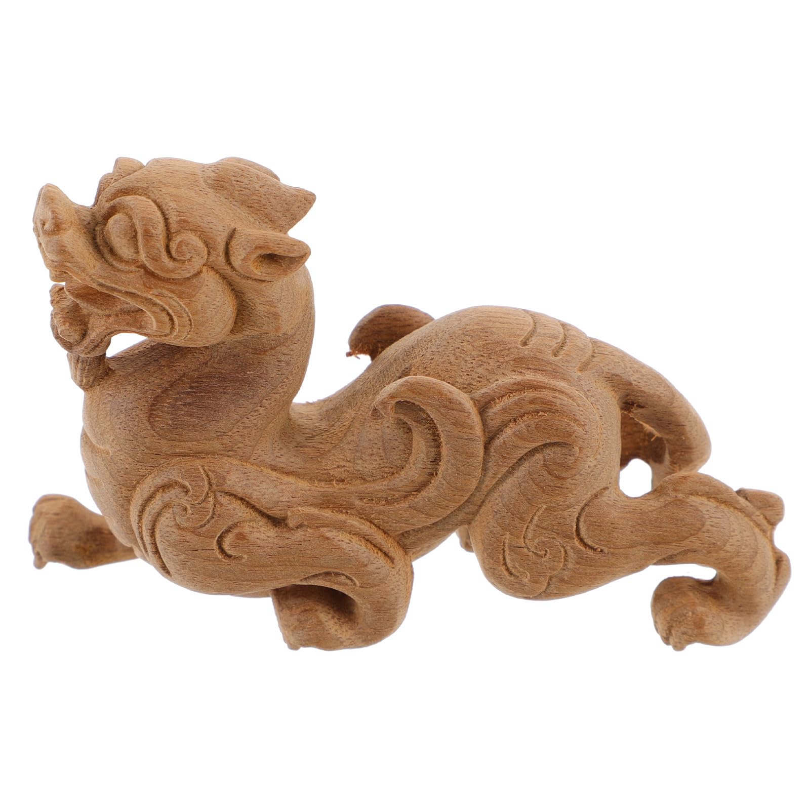 Statua Decorativa in Legno di Pixiu Marrone per Casa e Ufficio, Ornamento Classico Semplice e Artistico, Complemento D'arredo Moderno e Decorazione Elegante Stili multipli