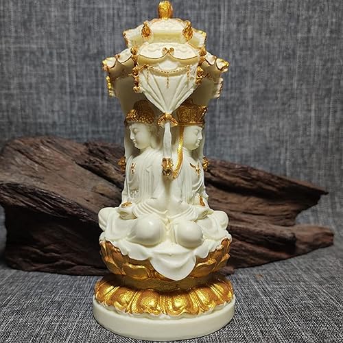 Miniatura 6 de Estatua de Buda pequeña, estatua de Buda Kuanyin-Amitabha-Ksitigarbha de tres lados para decoración de oficina en el hogar