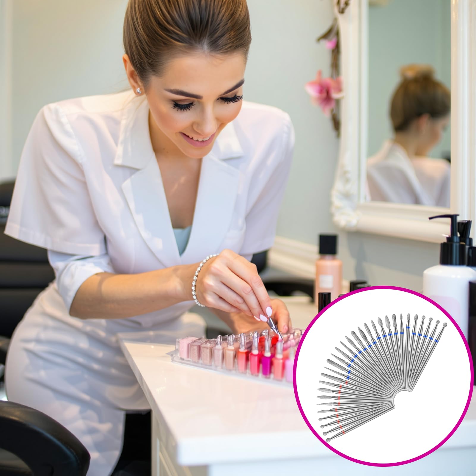 30pcs punte fresa unghie per Fresa Manicure Elettrica 3/32, ricambi fresa per unghie, punta fresa rimozione gel per Lucidatura,Rimozione Gel, Pelle Morta, Strumenti per Manicure