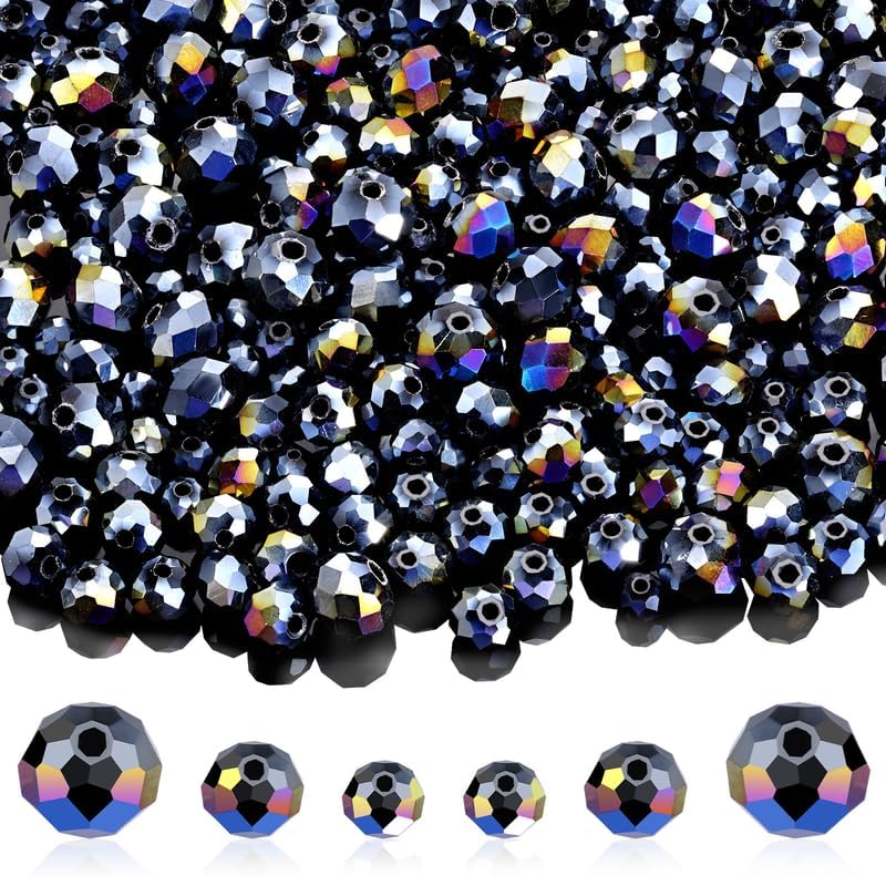 600 cuentas facetadas de cristal, cuentas de piedras preciosas, sueltas para hacer manualidades de joyería de 0.315, 0.236, 0.157 pulgadas (color