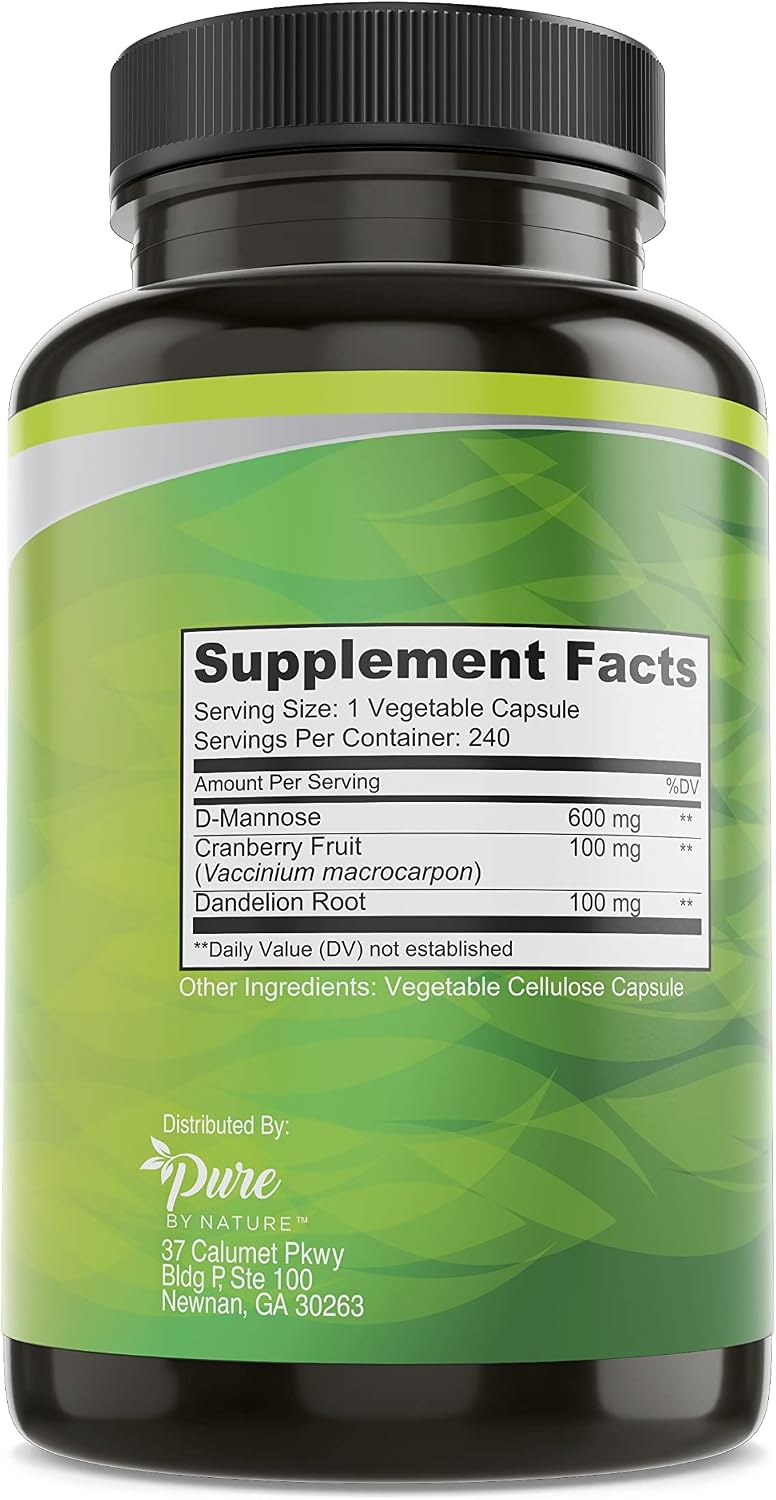 Pure By Nature Bundle Pack of 600mg D Mannose 240 Capsules & One Daily Multivitamin for Women 60 Capsules Supplements, Immunity & Urinary Tract Health Support Women’s Wellness Bundle