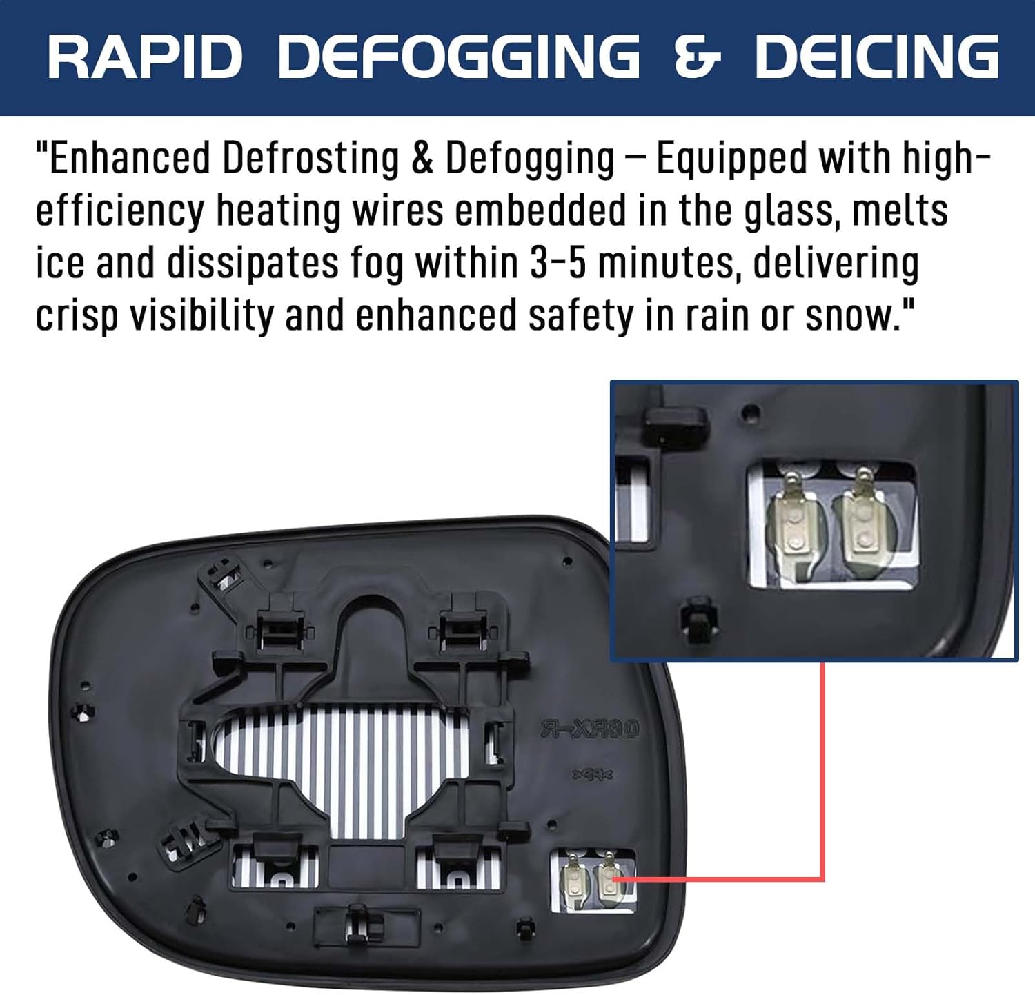 Power Heated Left Side Rear View Mirror Replacement Glass for Lexus RX330 (2004-2006), RX350 (2007-2009), RX400h (2006-2009) - Direct Fit, High Visibility, Driver Side Mirrors Glass
