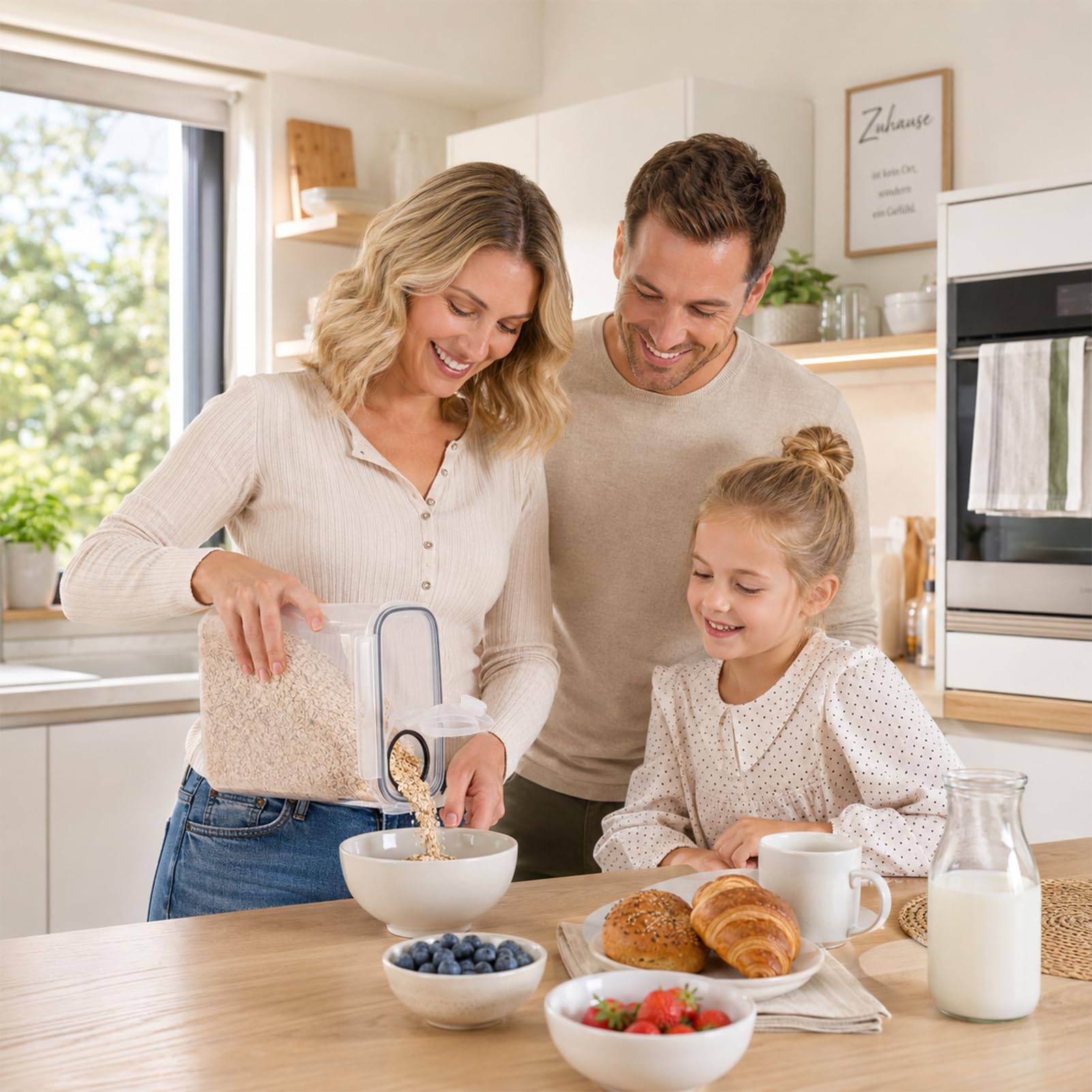 GoMaihe Contenitori Ermetici per Alimenti, 6 x 4 L, Muesli e Cereali | Una Confezione intera per Contenitore: ca. 750 g di Muesli o Cornflakes, 1,5 kg di Fiocchi d’avena, 2 kg Farina; Senza BPA