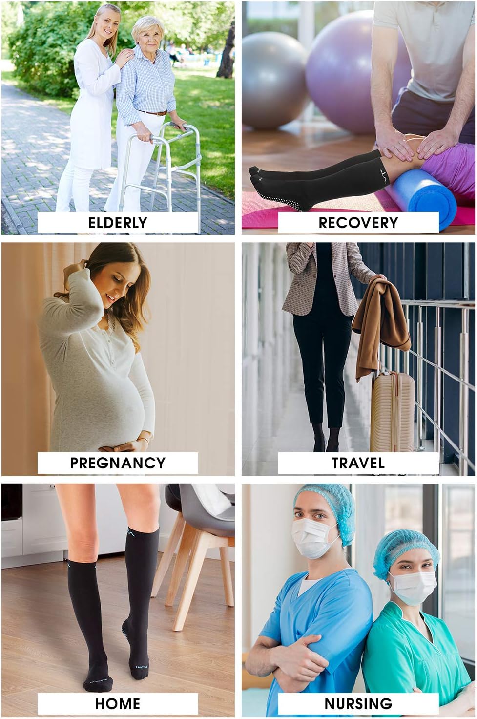 LA ACTIVE Graduated Compression Socks with Non-Slip Grips for Safety - 15-20mmHg for Women & Men - Image 5