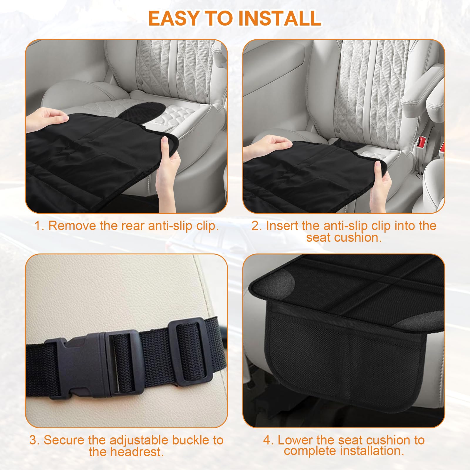 TOSAVGA Protector Asiento Coche Niños, Protectores de Asiento de Cuero Impermeables, Compatible Isofix con Organizador Bolsillos, Antideslizante Impermeable Protector Seguro Respaldo, para SUV, sedán