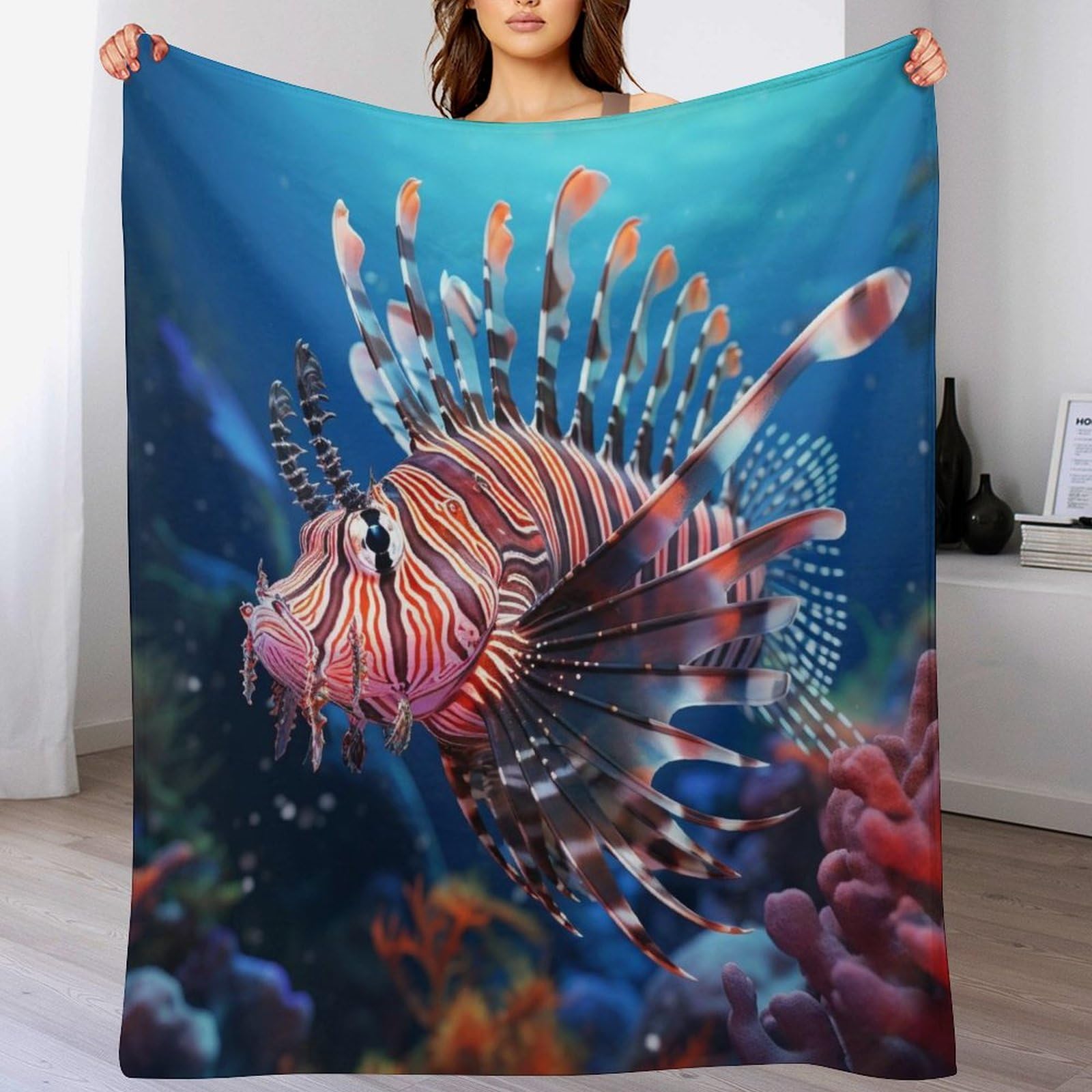 Couverture flannel polaire de haute qualité au design de poisson coloré et moderne
