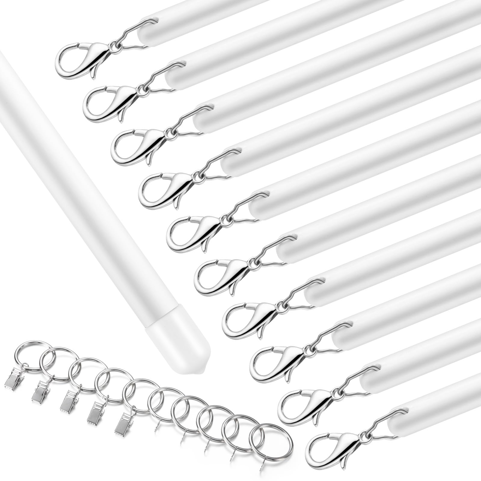 Shimeyao 10 Pack Acrylic Curtain Pull Wand Drapery Rod, White, 46 Inch