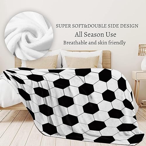 Miniatura 5 de Manta de fútbol para niños y niñas, mantas de fútbol súper suaves, cálidas y ligeras para niños, manta de fútbol para Navidad, cama, sofá, 40 x 50