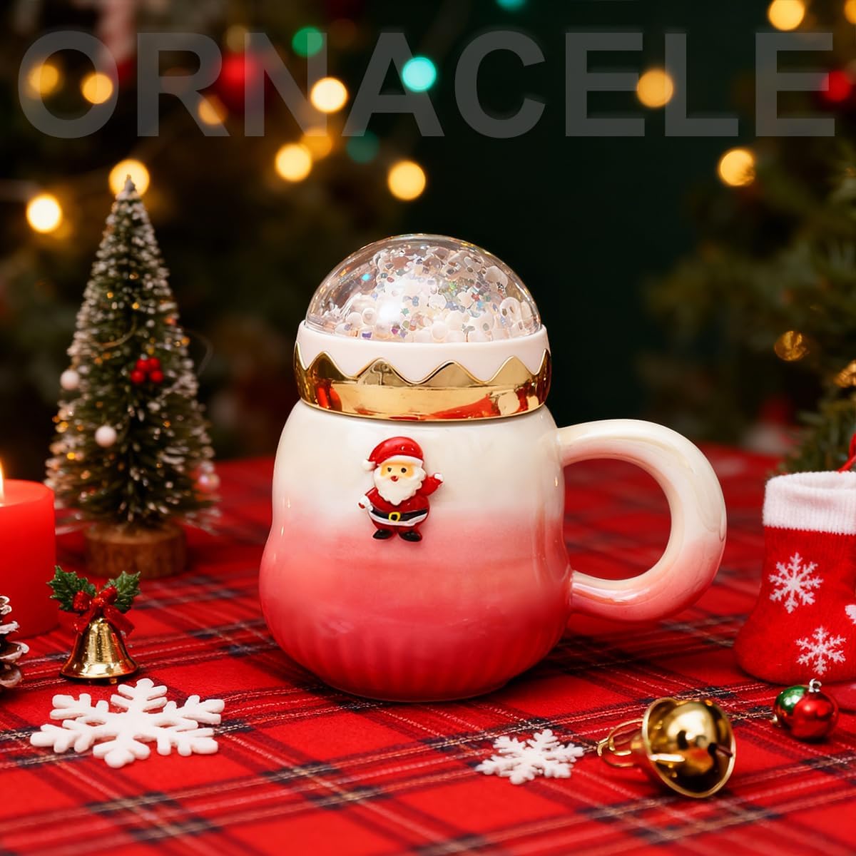 Christmas Mug, Cute Ceramic Tea mugs with Santa Lid, Novelty Cup for Milk, Coffee, Hot Chocolate, Christmas Gift for Women, Kids, Colleagues, Family, Friends, 500ML/17.6OZ - Image 4