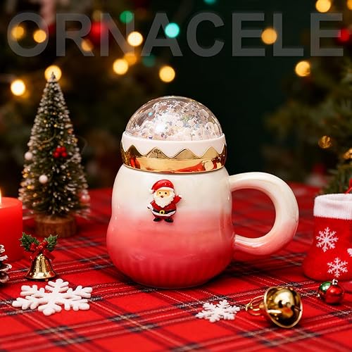 Miniatura 4 de Taza de Navidad, lindas tazas de té de cerámica con tapa de Santa, taza novedosa para leche, café, chocolate caliente, regalo de Navidad para