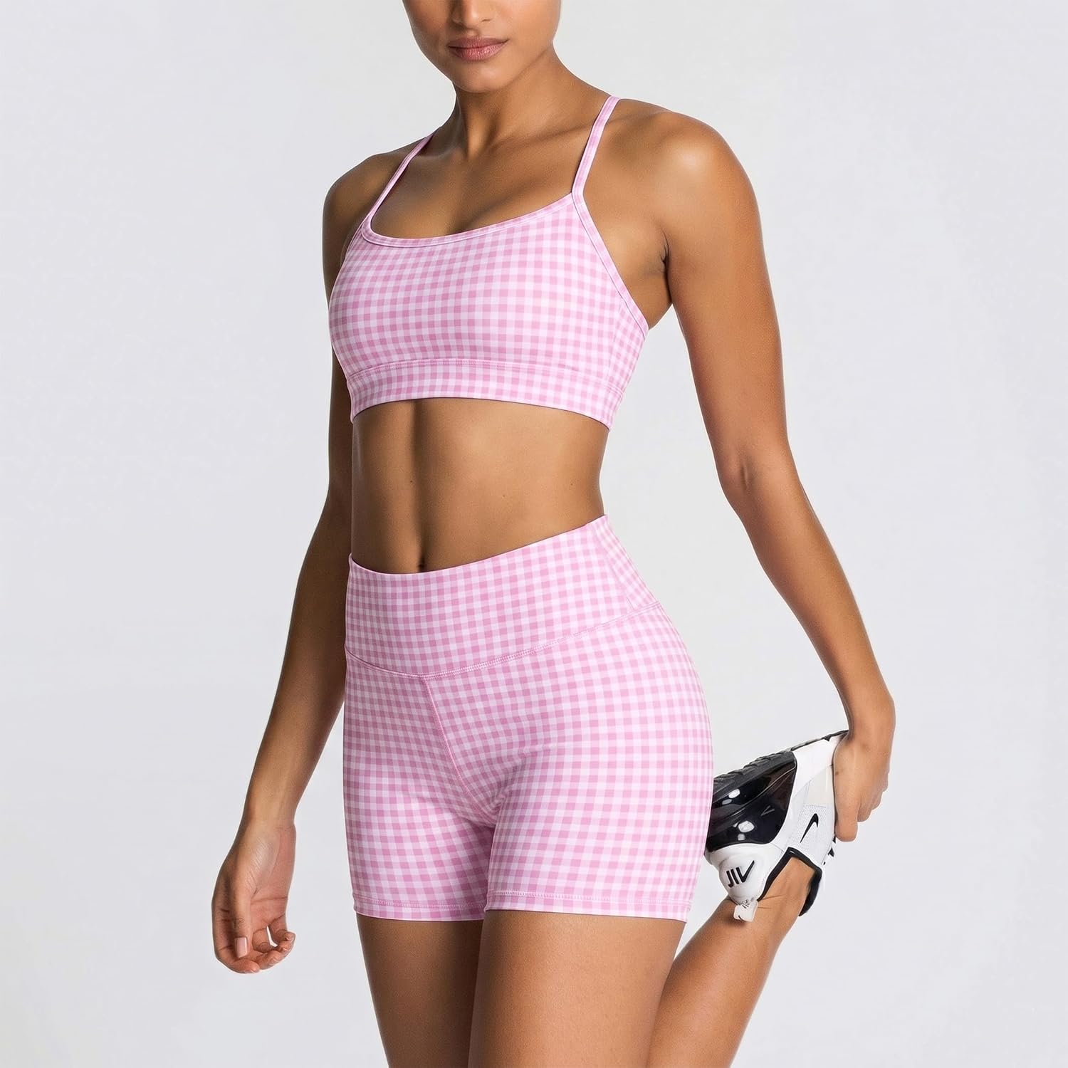 2 Pieces Workout Sets for Women Yoga Pilates Outfits Gym Matching Sets | Sports Bra High Waisted Shorts Two Piece Sets Matching Workout Sets, Yoga Active Wear Outfits