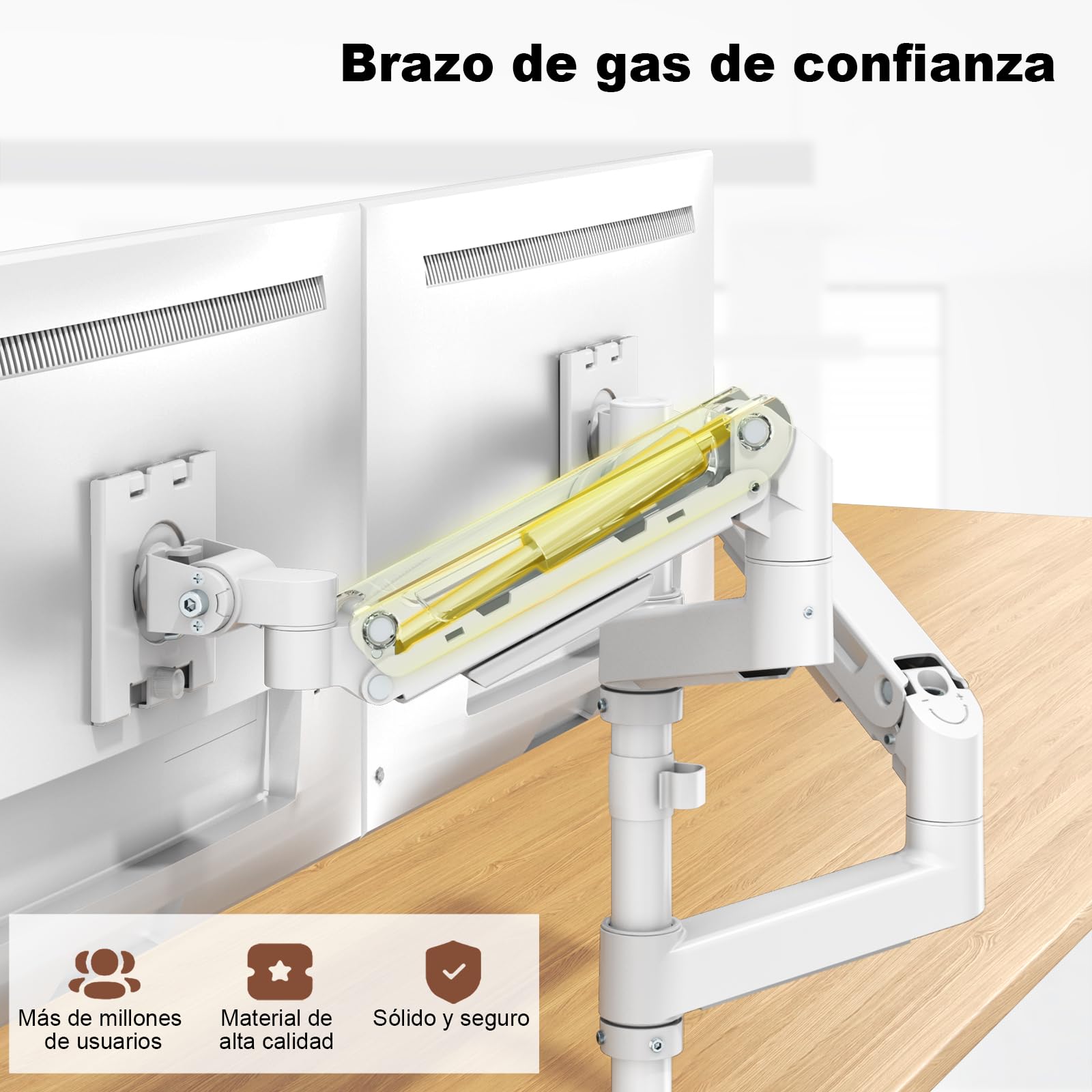 Supporto per Monitor PUTORSEN per 2 Schermi da 17 a 49 Pollici - Fino a 20 kg per braccio, supporto extra-lungo regolabile in altezza e orientabile per un'ergonomia ottimale, VESA 75/100 mm.