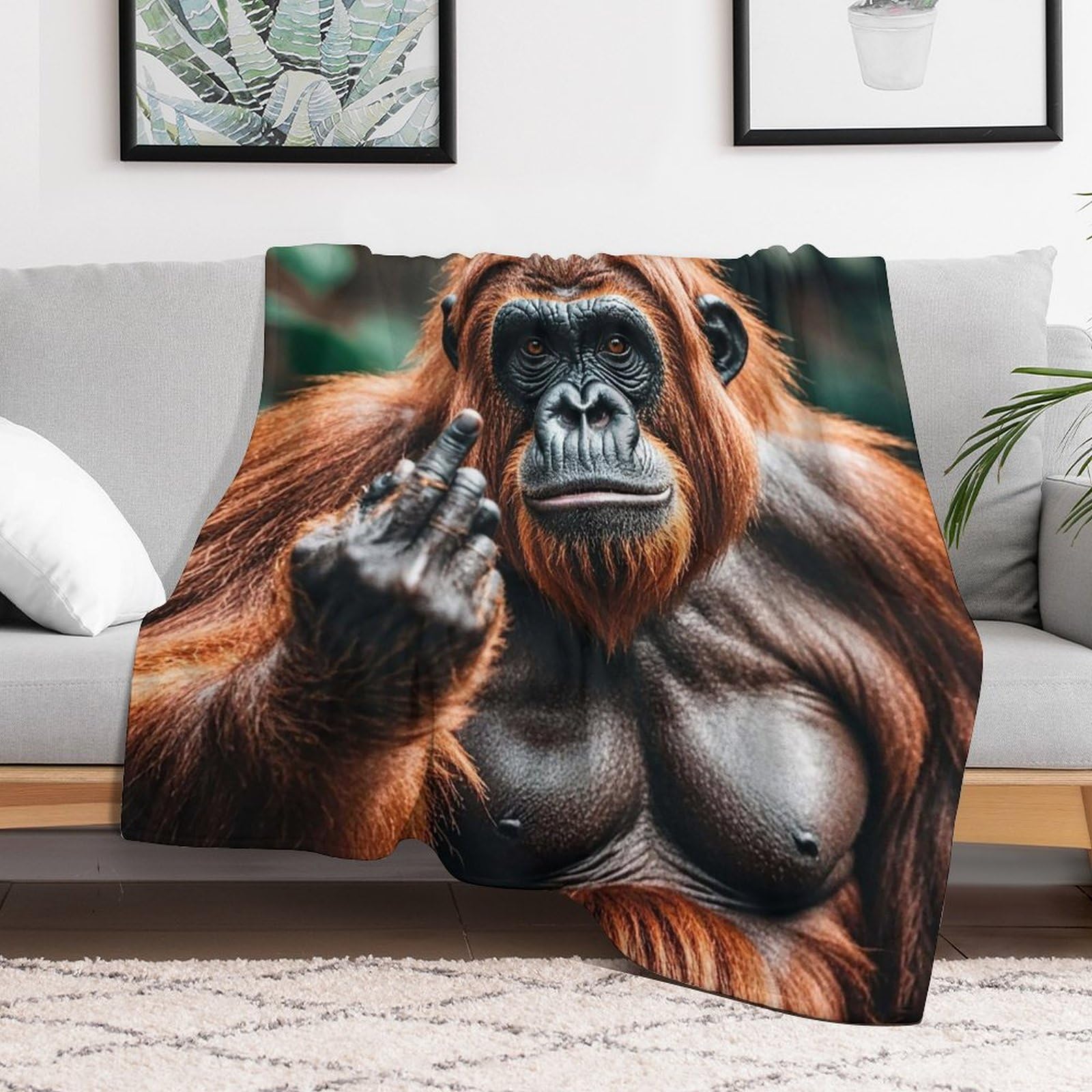 Custom Gorillas Blanket Lightweight Flannel Fleece Throw for Couch Sofa Bed Luxury Soft Cozy Plush Lap Bedtime Blanket for All Seasons Bedroom Home Decor Gifts 40x50