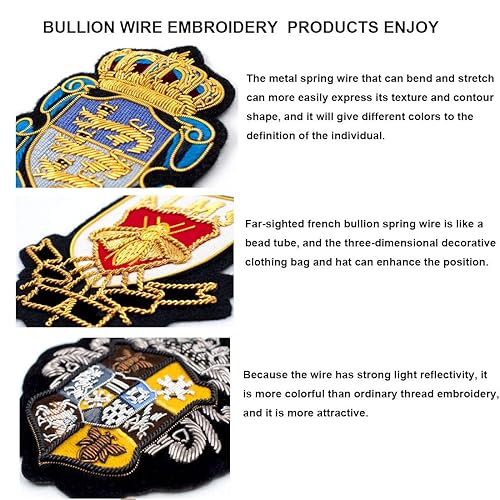 Miniatura 6 de 1mm French Bullion Wire, French Coil, Gold Work Embroidery Silk Thread, Sewing DIY Accessories Jewelry Making Embroidery Metalic Purl Wire, 110inch