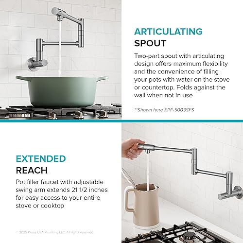 Miniatura 162 de Kraus KPF-1610SFSCH Bolden - Grifo de cocina comercial de 18 pulgadas con cabezal de pulverización extensible de doble función, acabado all-Brite
