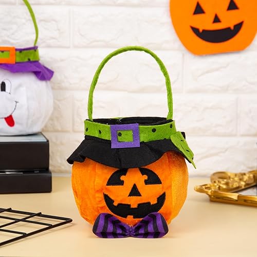 Miniatura 6 de Bolsas de calabaza de Halloween personalizadas para niños, bolsas de Halloween personalizadas para dulce o truco, con nombre bordado de Halloween,