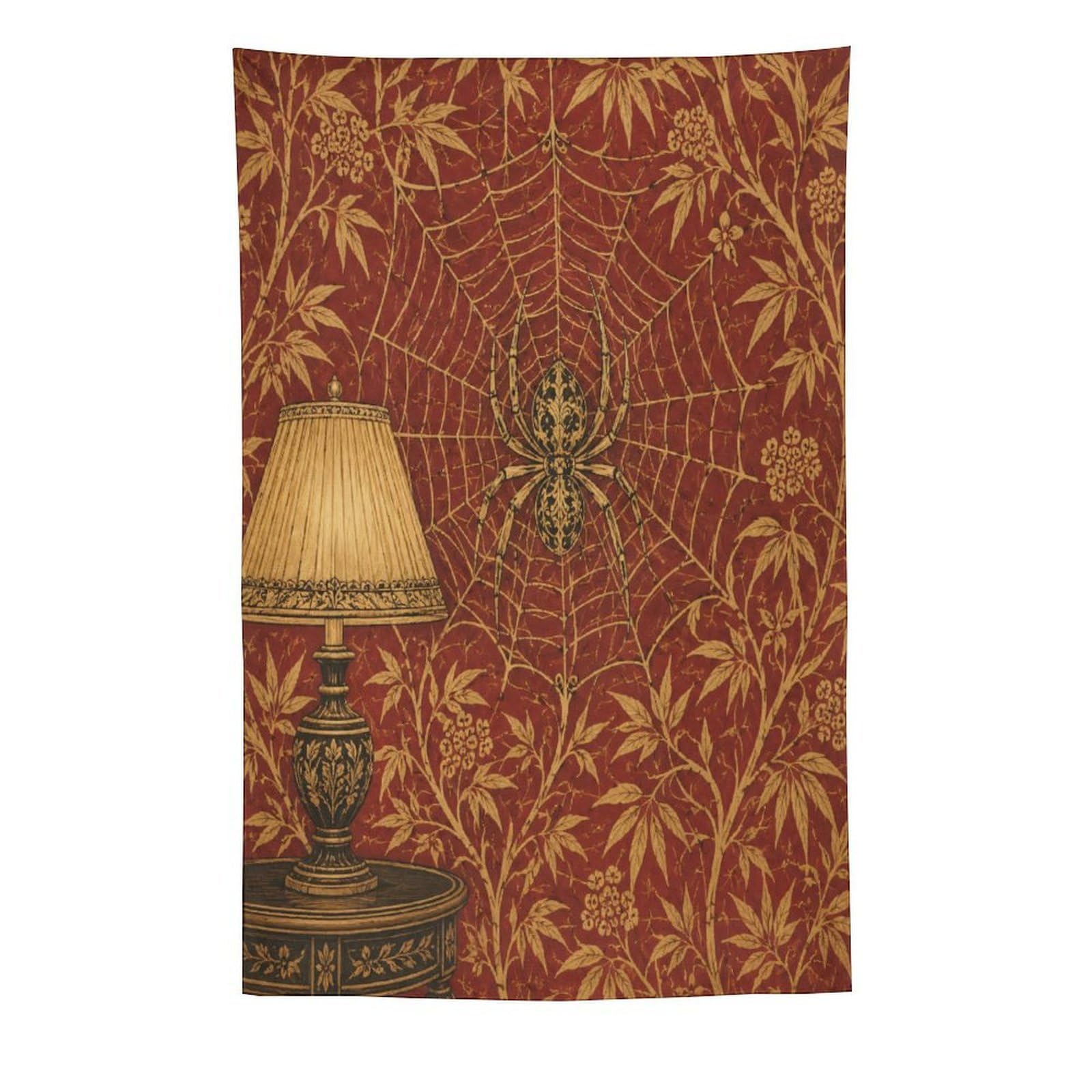 Spiderweb Lamp Room Wall Tapestry, Fantasy Illustration, Gothic Art