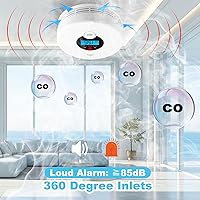 Vista 4 de 1 Pack Smoke and Carbon Monoxide Detector with LCD Display, 85dB Alarm, Test Button, LED Indicators, Battery-Operated Fire Alarm Smoke Detector for