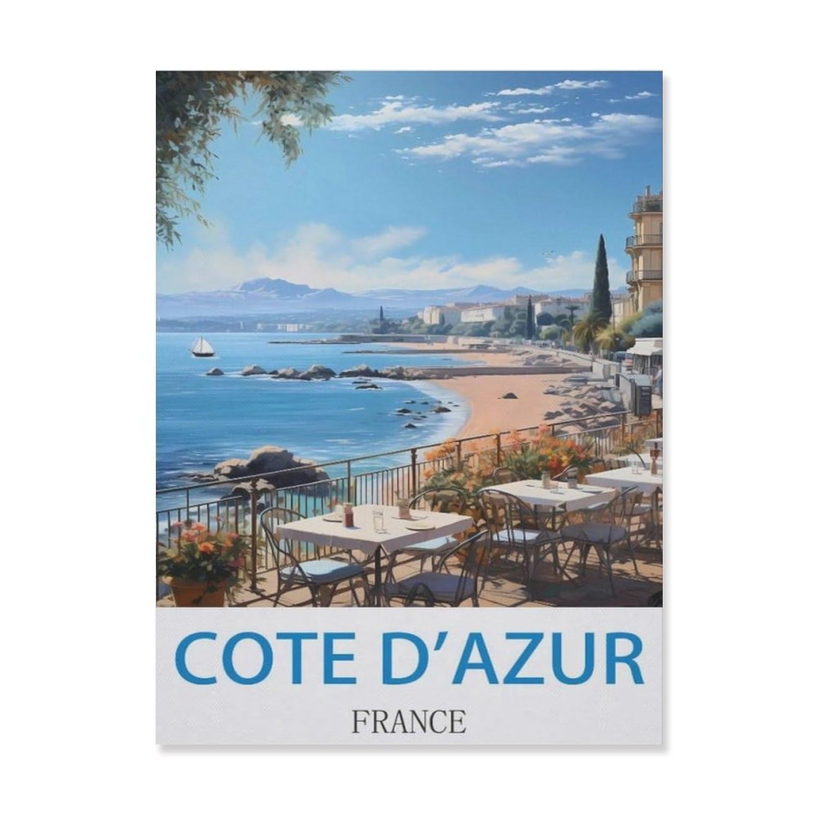 Funny Metal Tin Sign Wall Decor，Cote D'azur France(30x40cm）
