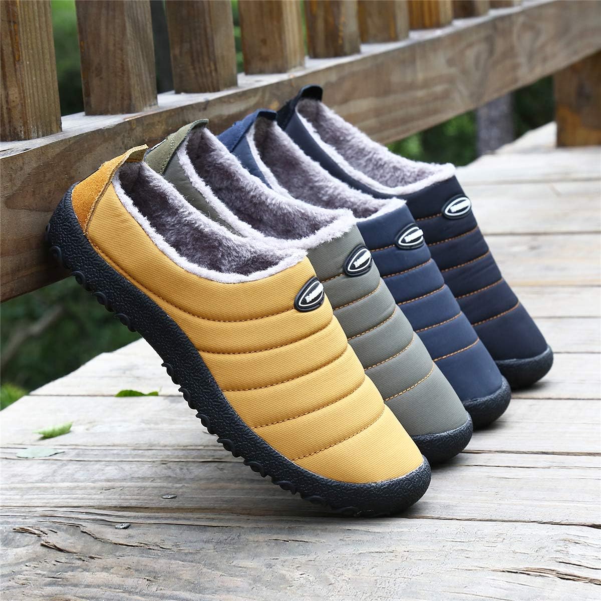 UBFEN Mens Womens Winter Warm Slippers with Fuzzy Plush Lining Slip on House Shoes Indoor Outdoor Anti-Skid Rubber Sole - Image 7