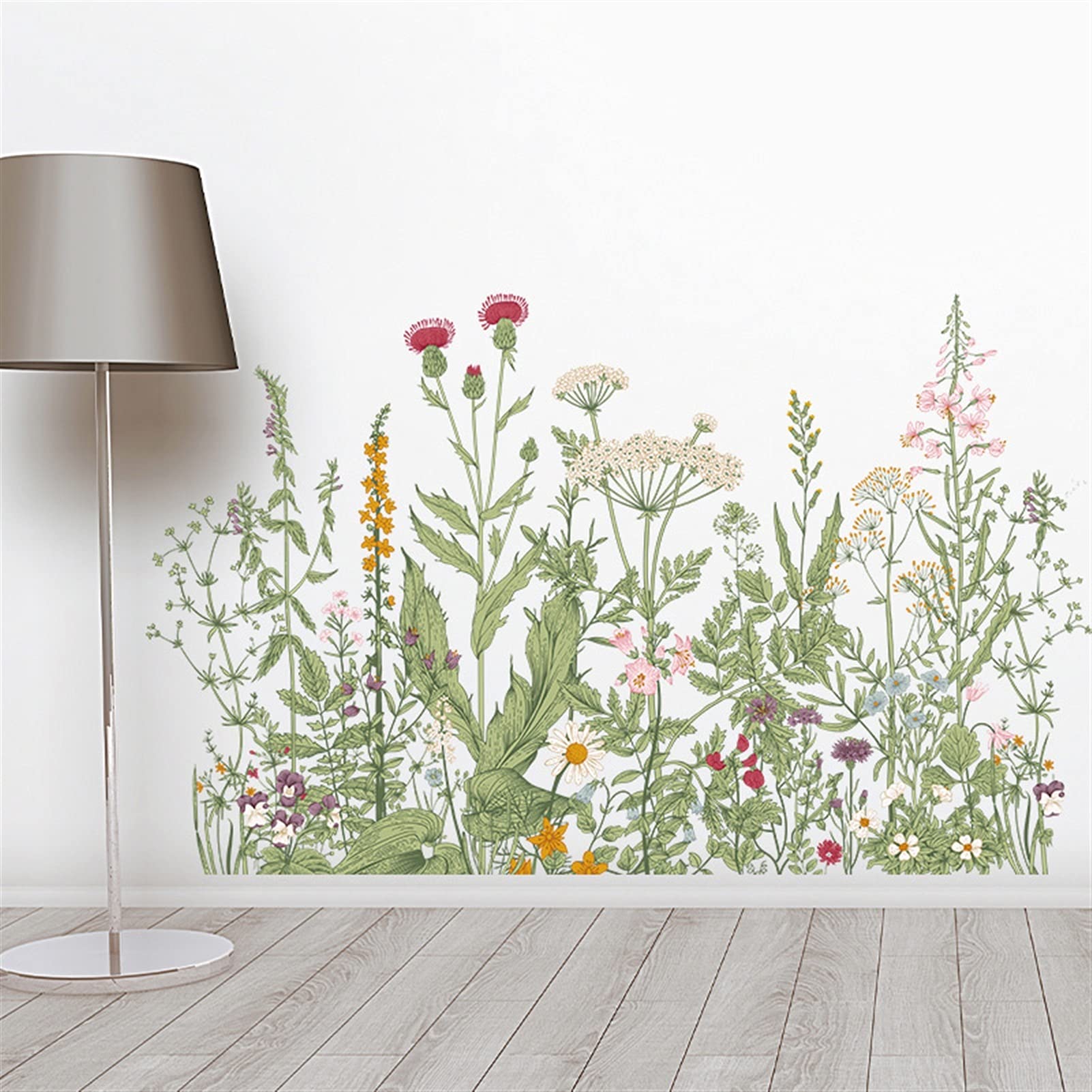 Adesivi ​Murali Wall Sticker Fiore pianta di Erbe di Campo Wall Sticker Soggiorno Camera da Letto PVC. Sfondo Wallpaper (Size : 60x90cm)