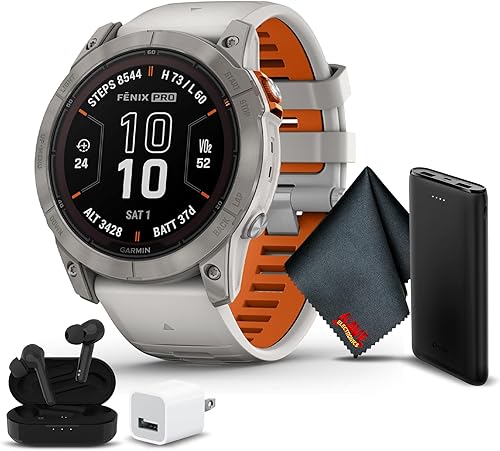 Garmin Fenix 7 Pro Sapphire Solar Edition 47 MM Titanium GPS Smartwatch Linterna integrada y lente de carga solar Power Sapphire y funciones de