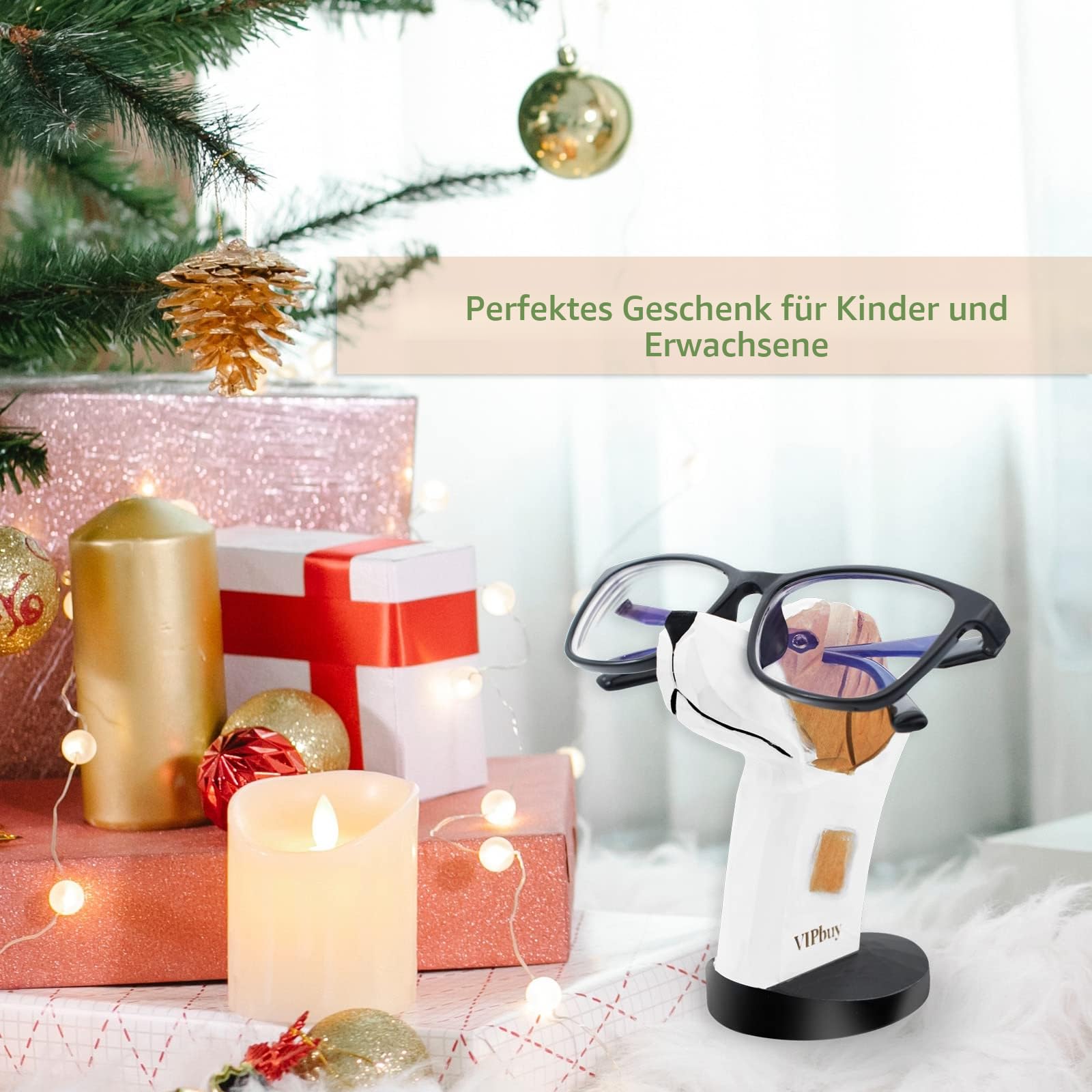 Handgeschnitzte Brillenbrille aus Holz, Sonnenbrillenhalter in Tierform, für Zuhause, Büro, Schreibtisch, Dekoration, Geschenk (Hund)