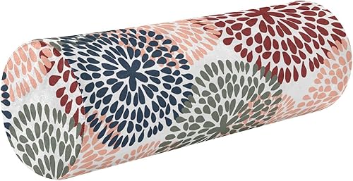 KLL Medallón de colores brillantes floral 1 almohada de almohada decorativa para el cuello almohada redonda almohada circular decorativa almohada