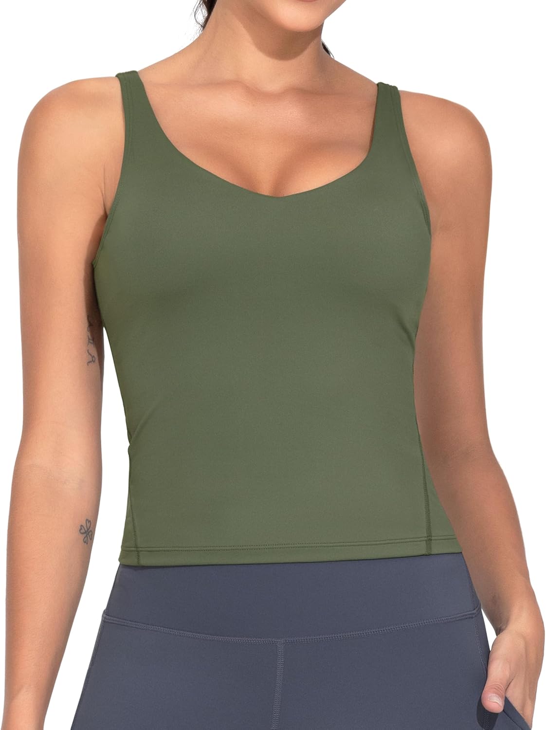 THE GYM PEOPLE Women's Longline Sports Bra Wirefree Padded Workout Yoga Tank Top - Image 2